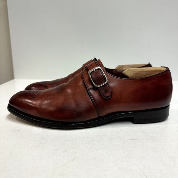 GOOD VTG Edward Green Monk Strap Burgundy Calf Medallion Toe Made in England 9 - Picture 3 of 15